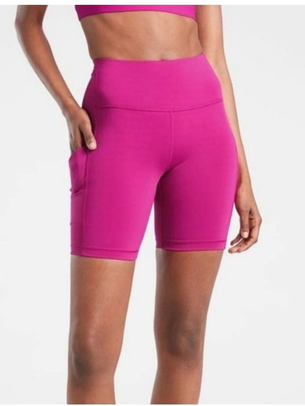 Athleta Ultimate Stash Pocket 7” Short Magenta Pink Long Bike Shorts XXL